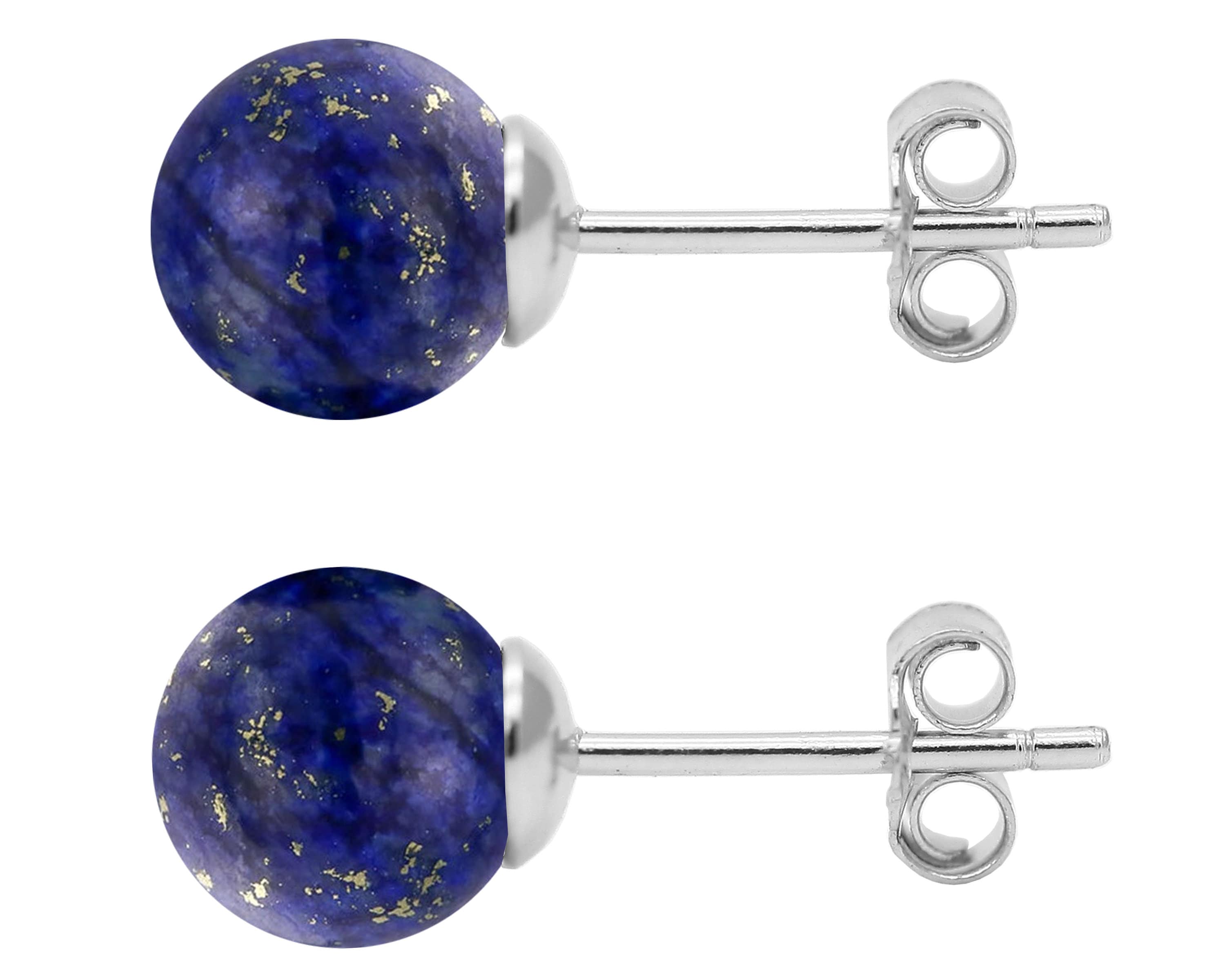 Trustmark 14-20 Gold Filled 10mm Natural Lapis Lazuli Ball Leverback Earrings 