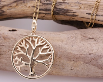 Beautiful 9ct Yellow Gold Hallmarked Tree Of Life Pendant & Necklace Gift Boxed High Quality British Made Jewellery