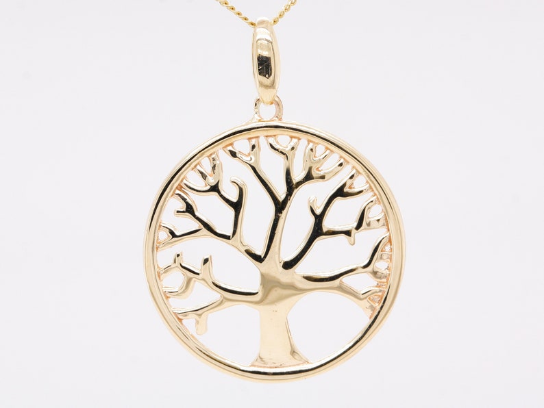 9ct Yellow Gold Hallmarked Tree of Life Pendant & Necklace Gift Boxed ...