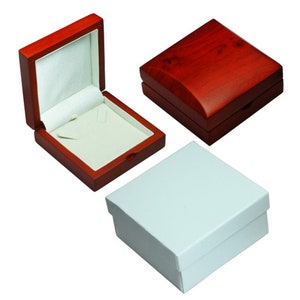 Caja de presentación de madera maciza de caoba para colgantes, collares y pendientes con cuentagotas, caja de madera para regalo de compromiso o boda, de muy alta calidad