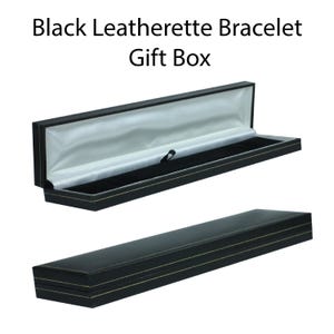 Black Leatherette & Velvet Bracelet / Watch Jewellery Gift Presentation Box Gold Stripe New Very High Quality