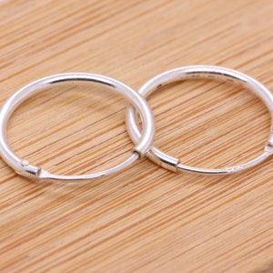 Sterling Silver Hoop Sleeper Earrings - Size: 14mm x 1.2mm High Quality Silver Loop Earrings