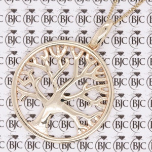 9ct Yellow Gold Hallmarked Tree of Life Pendant & Necklace Gift Boxed ...