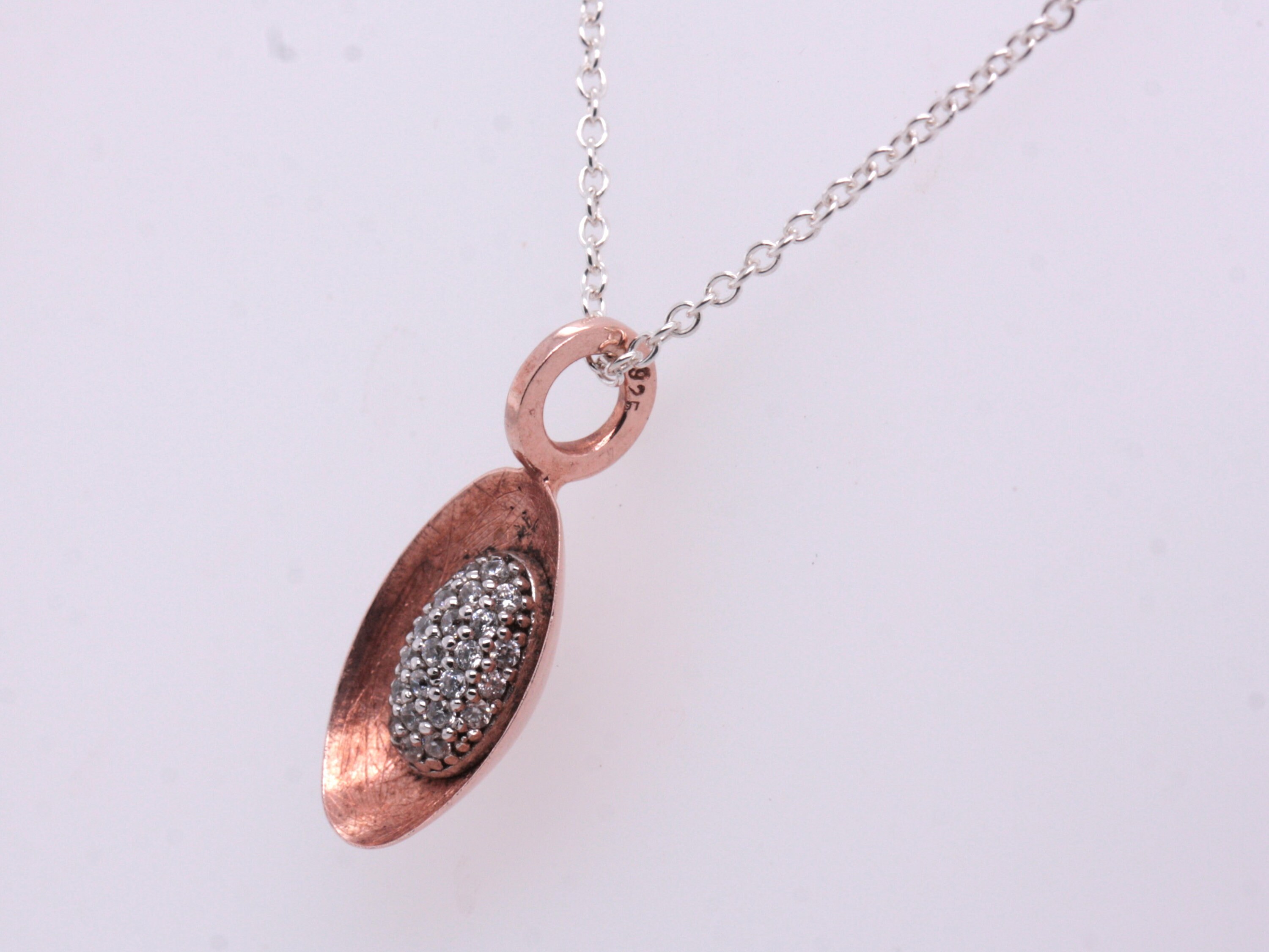 Einzelstück Collana con ciondolo a goccia, in argento Sterling 925, oro rosa, oro, Cristallo