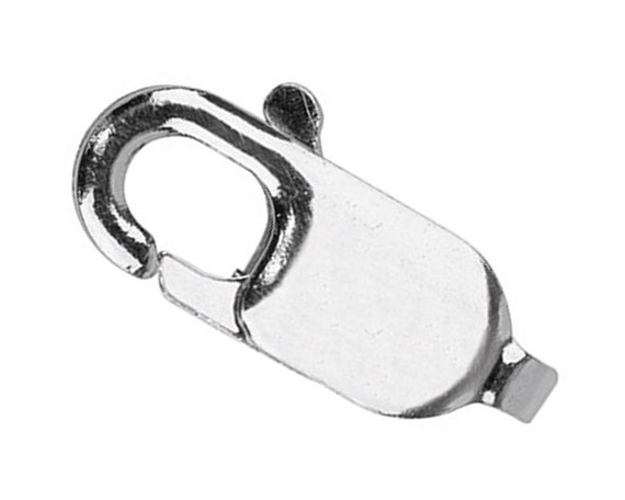 Solid 9ct White Gold Lobster Claw 8mm Oval Clasp Rhodium Plated