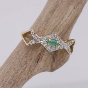 9ct Yellow Gold Emerald & Diamond Cluster Size O Engagement Dress Ring R46 High Quality British Made Jewellery