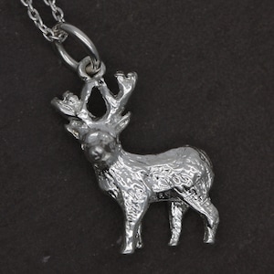 Sterling Silver Stag Deer Countryside Collection Wildlife Pendant & Sterling Silver Necklace High Quality British Made Jewellery