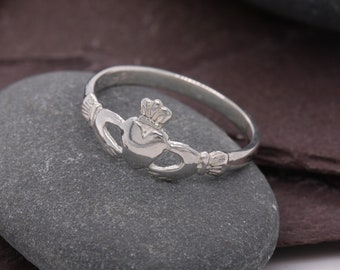 Children's Childs Kids Sterling Silver 925 Child Childs Claddagh Dress Ring UK Size A - L High Quality British Made Jewellery