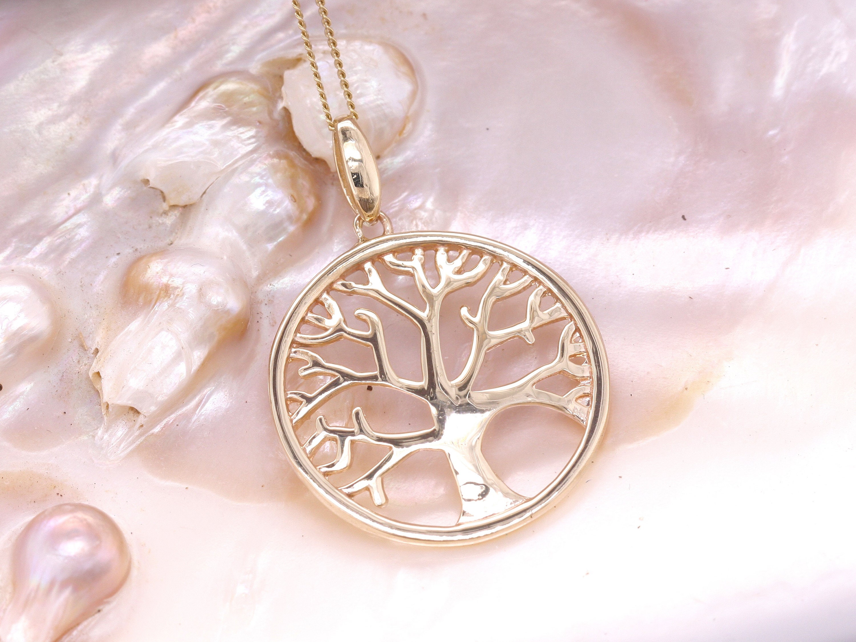 9ct Yellow Gold Hallmarked Tree of Life Pendant & Necklace Gift Boxed ...