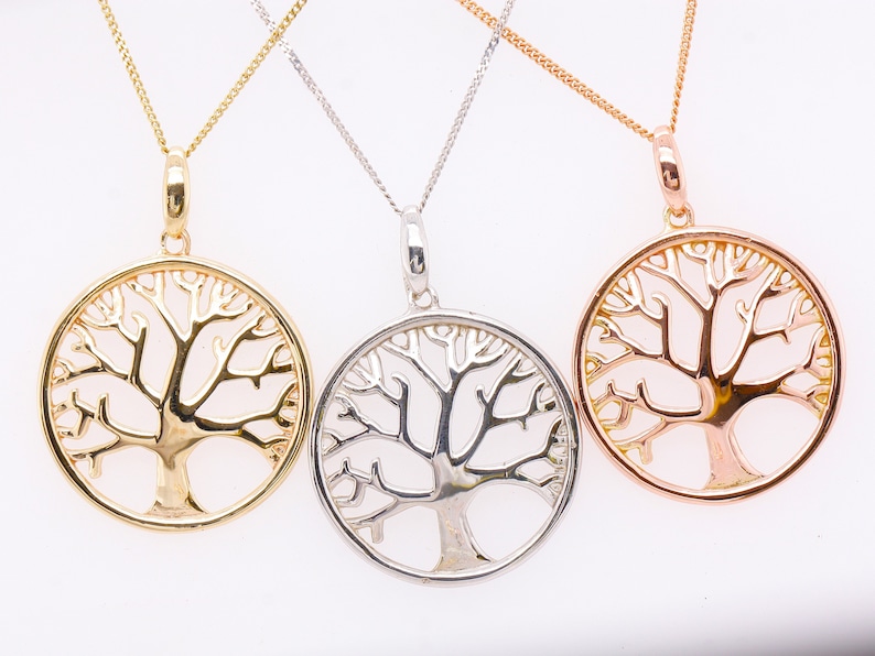 9ct Yellow Gold Hallmarked Tree of Life Pendant & Necklace Gift Boxed ...