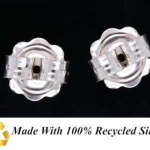 Cierres de pendientes extra grandes de 7 mm en plata de ley 925 con forma de mariposa, 100 % plata reciclada, joyería de alta calidad fabricada en Gran Bretaña