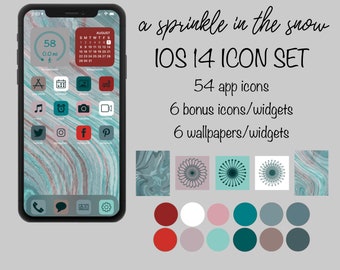 Sprinkle in Snow Winter iOS app icons | apple aesthetic icons | iPhone app images | Christmas and winter themed app pictures | phone widgets