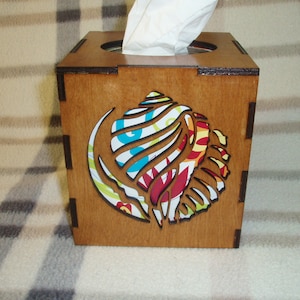 Laser-Cut Tissue Box Cover - Sea Shell Theme