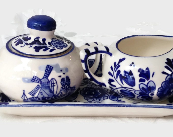 Delft Blue Sugar and Creamer Set Delft Creamer Sugar and Etsy