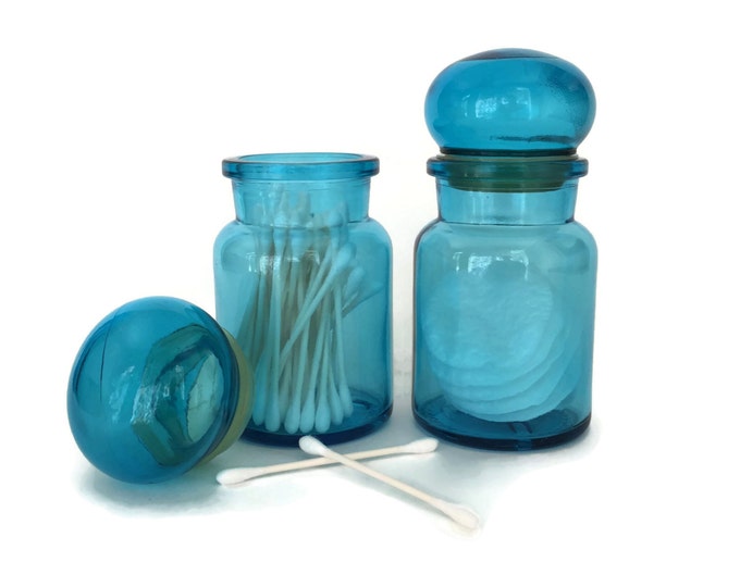 Bathroom Storage Jars Glass Apothecary Jars Vintage Bathroom Etsy