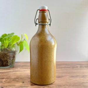 Vintage Brown .5L Stoneware Beer Bottle W/ Porcelain Flip-Top Lid MKM Marked For Home Decor Or Collectors