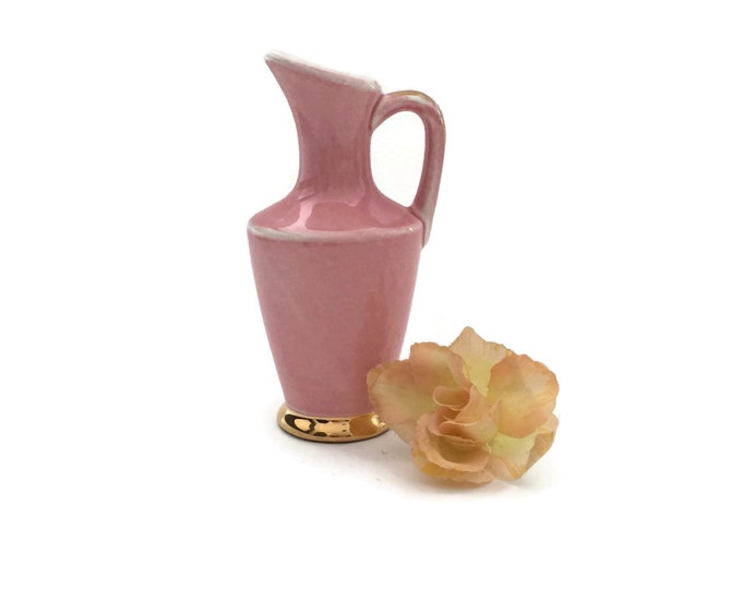 Pink and Gold Vase Vintage Pink Ceramic Vase Small Ceramic Etsy