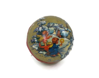 Vintage Decoupage Christmas Ball Decoration with Village Scene, Vintage Christmas Ornaments, Christmas Tree Ornaments, Christmas Decorations