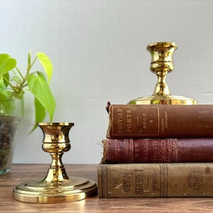 Vintage Baldwin Brass Candlesticks 3&quot; Rustic Console Candle Holders Set Of 2