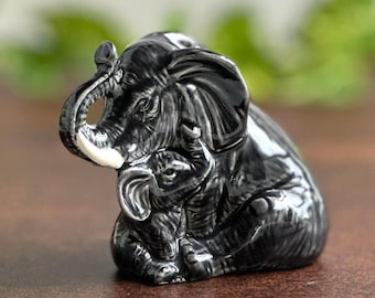 斑点模様の陶器製象の置物、グレー＆シルバーの装飾 - Etsy 日本