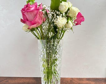 Waterford Crystal Vase "Clare" Diamond Cut Glass Vase Made in Ireland