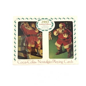 Coco-Cola Playing Cards Christmas Gift Set NIB, Two Decks Coke Brand Cards in Tin, Santa Claus Motif Collectors Tin, Advertising Collectible