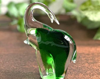 Grüne Sommerso Glas Elefant Figur, C.R. Bianconi Italienisches Kunst Glas