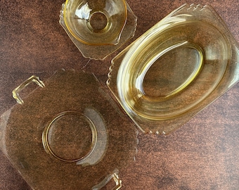 Vajilla vintage de cristal Fostoria Mayfair Topaz, años 30