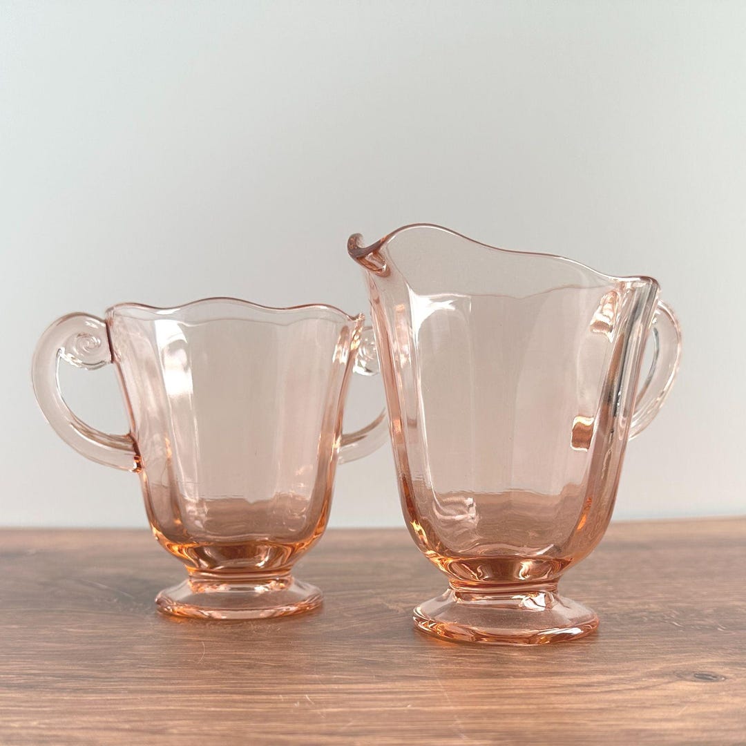 Pink Depression Glass Creamer And Sugarnull