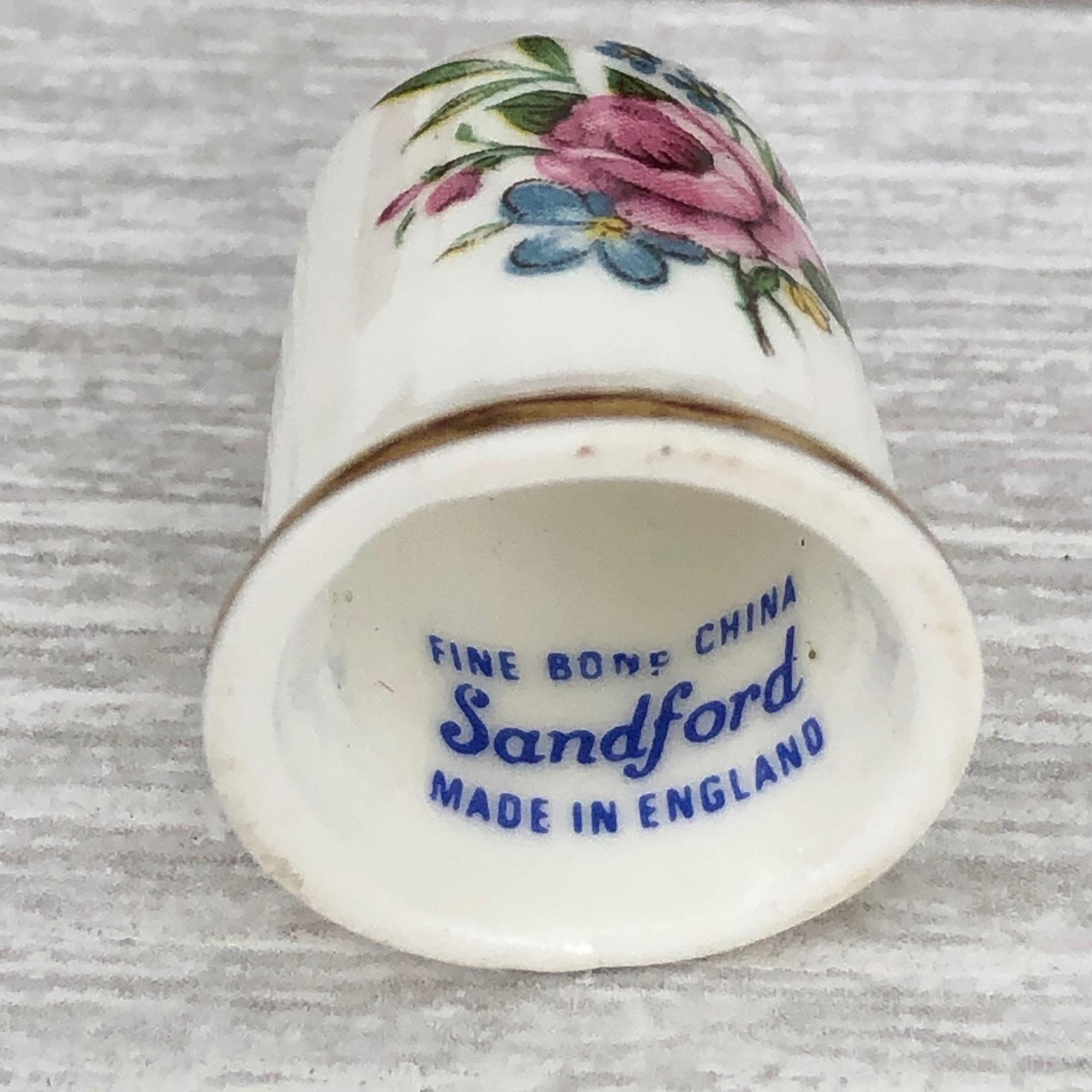 Sanford Fine Bone China Thimble Made in England Flower Design Etsy
