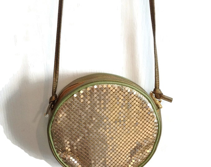 Gold Crossbody Evening Bag, Round Evening Bag, Vintage Mesh Bag, Gold Mesh Bag, 80s Purse Etsy