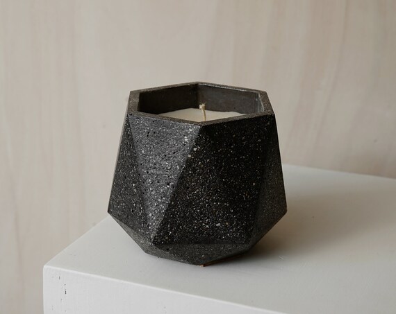 HORTUM *Sweet* Candle | Concrete Pot with Vanilla Scented Candle  -  Modern Candle - Diameter 6cm  (2 inch)