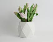 ORE IN WHITE | Geometric Concrete Vase - Planter - Pot - Utensil Holder