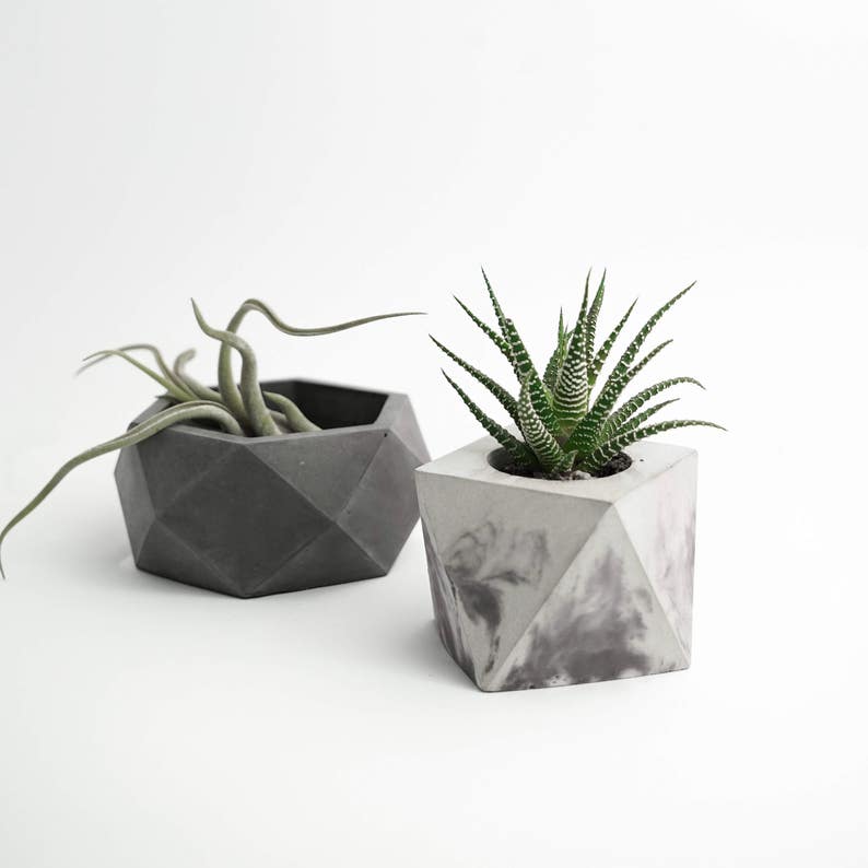 FORMA Small Marble Planter Concrete Geometric Planter Etsy