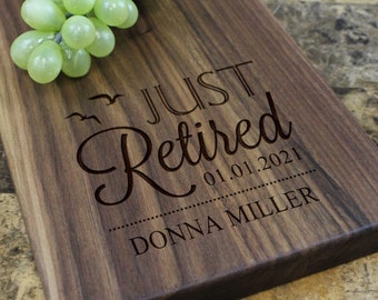Handmade Cheese Board Personalized Modern Retirement Design #992-Wedding & Anniversary Gift for Couples-Housewarming and Closing Present