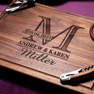 Handmade Cutting Board Personalized Classic Monogram Design #003-Wedding & Anniversary Gift for Couples-Housewarming and Closing Present