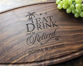 Handmade Cutting Board Personalized Tropical Retirement Design #702-Wedding & Anniversary Gift for Couples-Housewarming and Closing Present