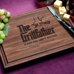 Handmade Personalized Cutting Board The Grill Father #512 - Father&#39;s Day Gift For Dad, Husband, Birthday Barbecue Master, Grill & BBQ Board