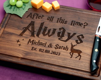 Handmade Cutting Board Personalized Wizard Couple Design #990 -Wedding & Anniversary Gift for Couples-Housewarming and Closing Present