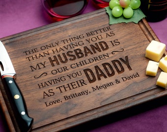 Handmade Cutting Board Personalized Daddy-Husband Quote Design #104-Father's Day Gift, unique Husband and DAD birthday Gift