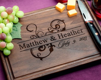 Handmade Cutting Board Personalized Artistic Swirl Design #206-Wedding & Anniversary Gift for Couples-Housewarming and Closing Present