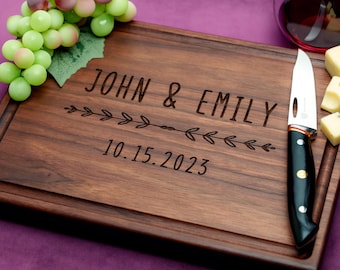 Handmade Cutting Board Personalized Country Couple Design #944-Wedding & Anniversary Gift for Couples-Housewarming and Closing Present