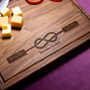 Handmade Cutting Board Personalized Couples Knot Design #805-Wedding & Anniversary Gift for Couples-Housewarming and Closing Present