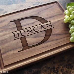 Handmade Cutting Board Personalized Monogram Name Design 201-Wedding & Anniversary Gift for Couples-Housewarming and Closing Present image 10