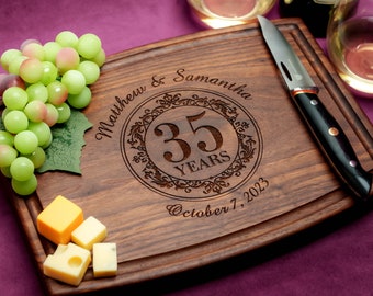 Handmade Cutting Board Personalized Elegant Anniversary Design #011-Wedding & Anniversary Gift for Couples-Housewarming and Closing Present