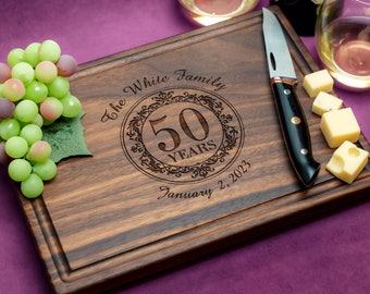 Handmade Cutting Board Personalized Elegant Anniversary Design #011-Wedding & Anniversary Gift for Couples-Housewarming and Closing Present