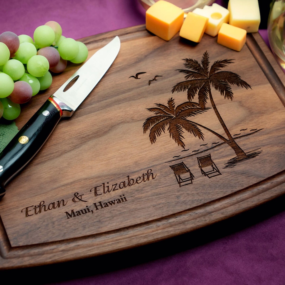 Handmade Cutting Board Personalized Tropical Beach Design 409-wedding & Anniversary Gift for Couples-housewarming and Closing Present - Etsy