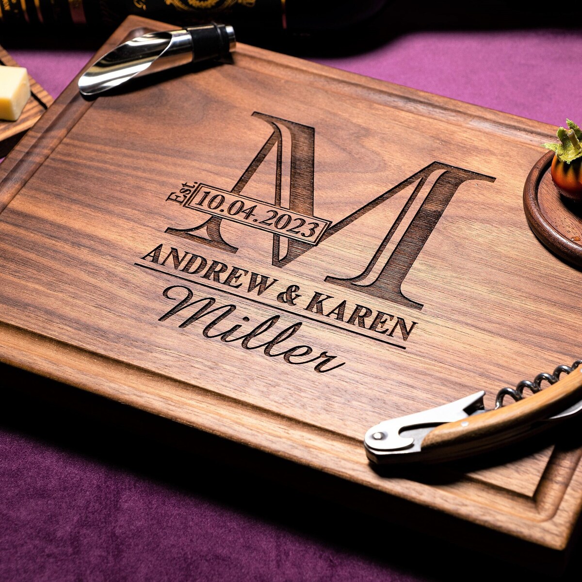 Handmade Cutting Board Personalized Classic Monogram Design 003-wedding & Anniversary Gift for Couples-housewarming and Closing Present - Etsy