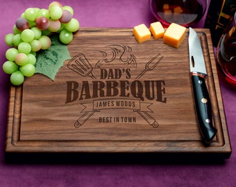 Handmade Cutting Board Personalized Dad's Barbeque Design #513 - Personalized BBQ Master Gifts for Father's Day