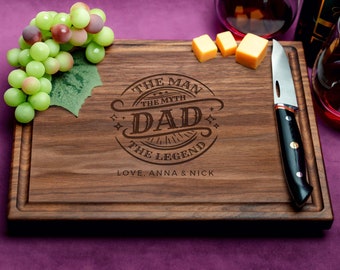 Handmade Cutting Board Personalized Dad: The Man, The Myth, The Legend Design #511 - Father's Day Thoughtful Gifts